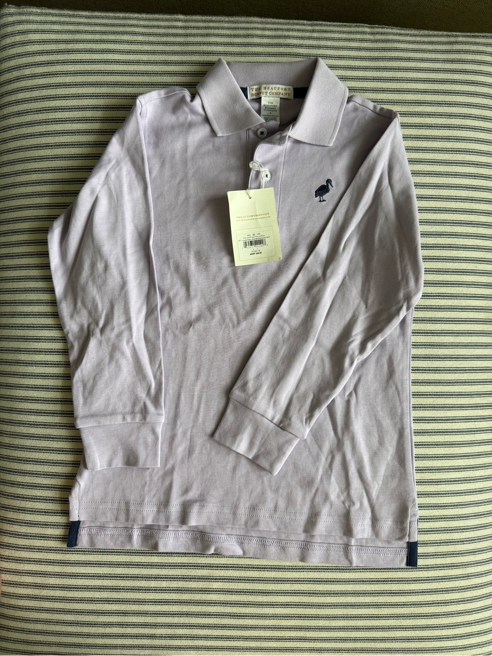TBBC Long-Sleeve Polo Shirt in Light Lavender with Embroidered Logo